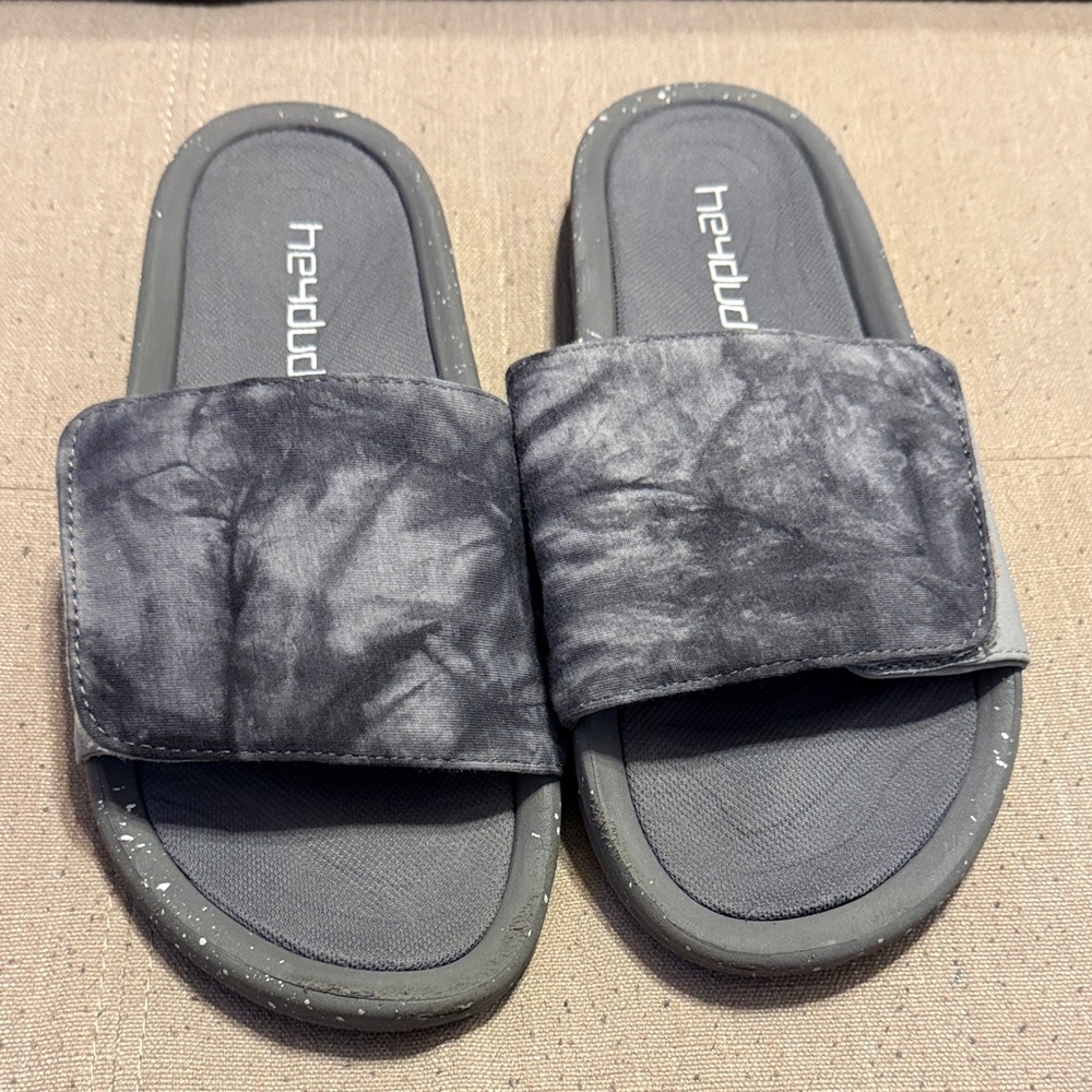 Hey Dude Charcoal Tie-Dye Slide Sandals